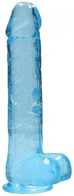 RealRock Crystal Clear Dildo 9 transparent genomskinlig ådrig realistisk sugkopp sugpropp dong med pung testiklar