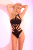 Pink Lipstick Lingerie Bound Girl Bodysuit snygg sexig svart stretchig body med straps
