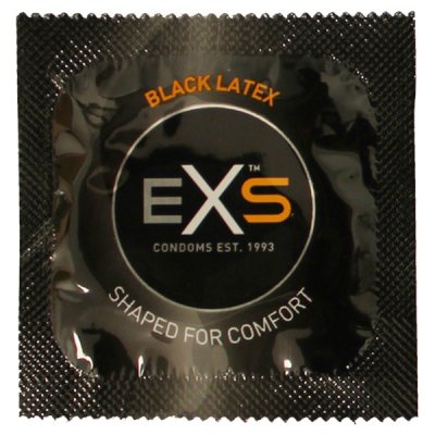 EXS Black Latex svart kondom med glidmedel