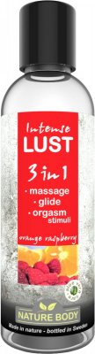 Nature Body Intense Lust 3 in 1 Orange Raspberry veganskt smaksatt glid massage lusthöjande orgasm