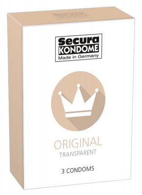 Secura Kondome Original Transparent 3 Condoms transparenta genomskinliga raka kondomer rea rabatt erbjudande billiga prisvärda