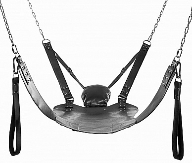 XR Brands Extreme Sling bondage BDSM sex knull gunga i läder